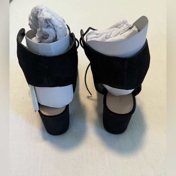 Loeffler Randall Black Suede Lexi Caged Block Heel Pumps Sz 5.5 Laceup with box - Picture 6 of 8